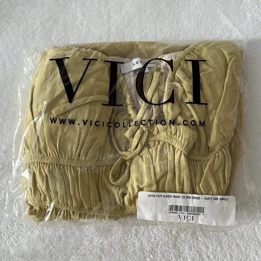 VICI | Jayde Puff Sleeve Front Tie Mini Dress - Image 4