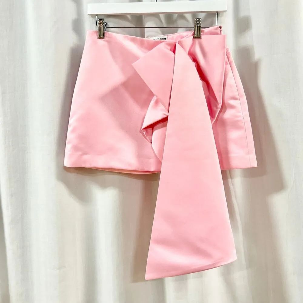 Zara Satin Effect Limited Edition High Rise Bow Mini Skirt Pale Pink Women's S - Image 3