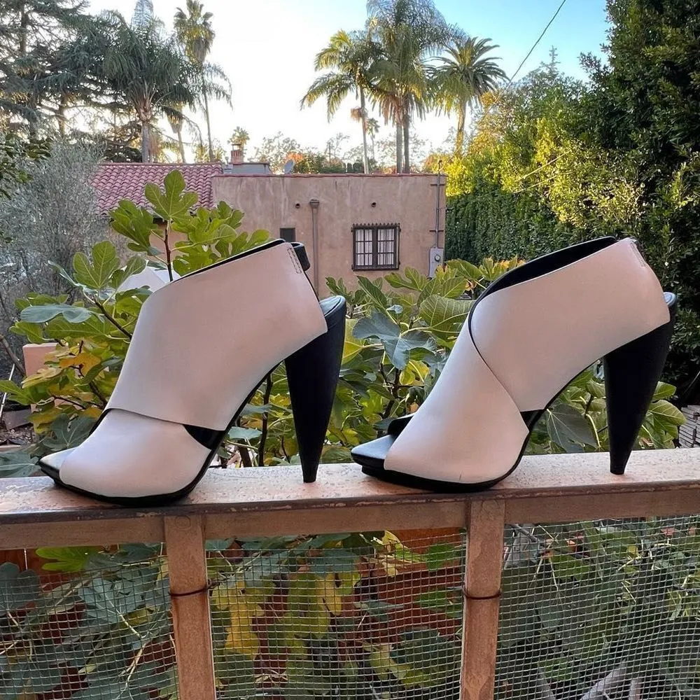 Proenza Schouler White Criss Cross Strap Black Platform Heels Sandals $895 37 - Image 10