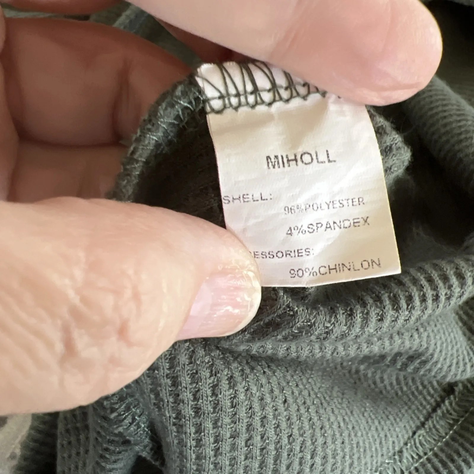 Womans green swiss dot‎ chiffon long sleeve Waffle Weave Blouse Top size XL - Image 6