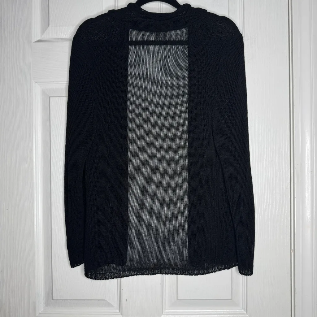 MAXMARA Sheer Open Knit Black Cardigan Made In Italy‎ Size M - Image 2