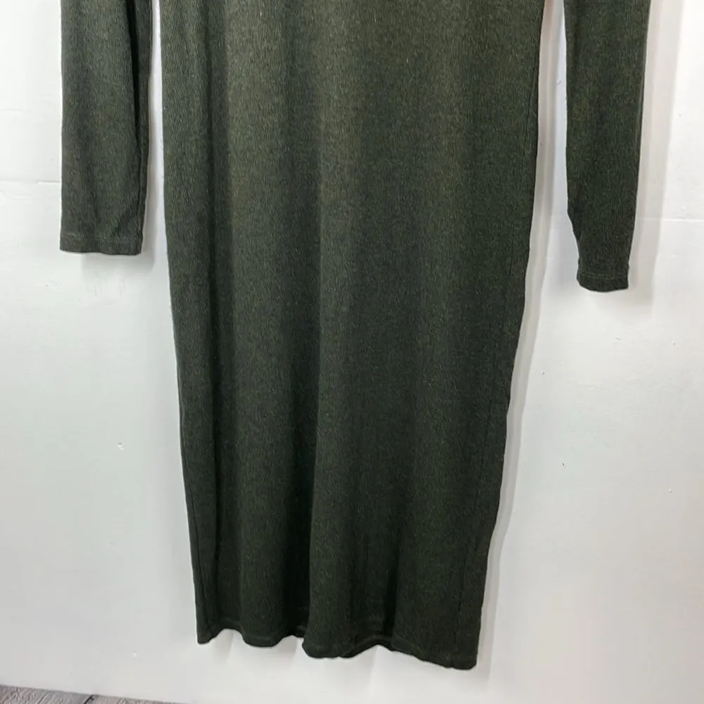 Tkees The Super Rib Turtleneck Maxi Dress long sleeve size Small Green - Image 3