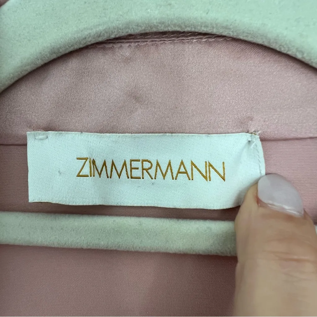 Zimmermann Silk Wrap V-Neck Mini Dress in Blush Pink - Image 7