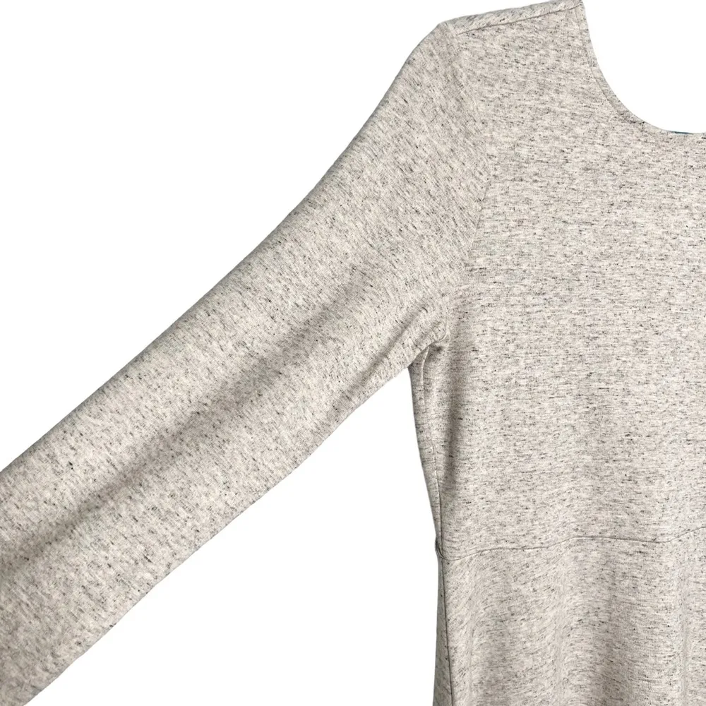 Lou & Grey Heather Oatmeal Gray Knit V Back Fit & Flare Dress - Image 2