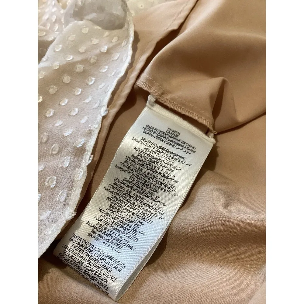 BcbgMaxAzria Beige Kitra Lace Babydoll Peasant Long Sleeve Dress S - Image 7