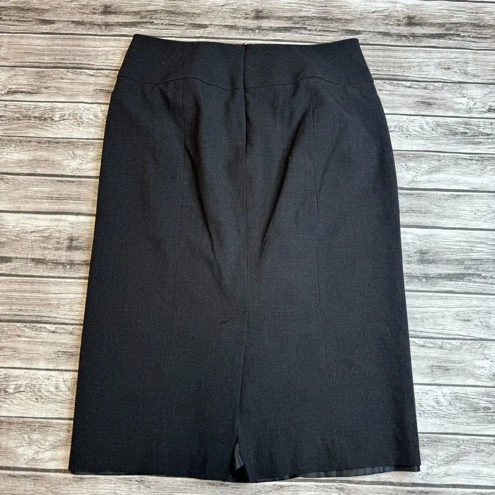 Paniz Women's Pencil Skirt Dark Charcoal Grey Gray 10 High Waist Lined Slit Knee Black - Image 4