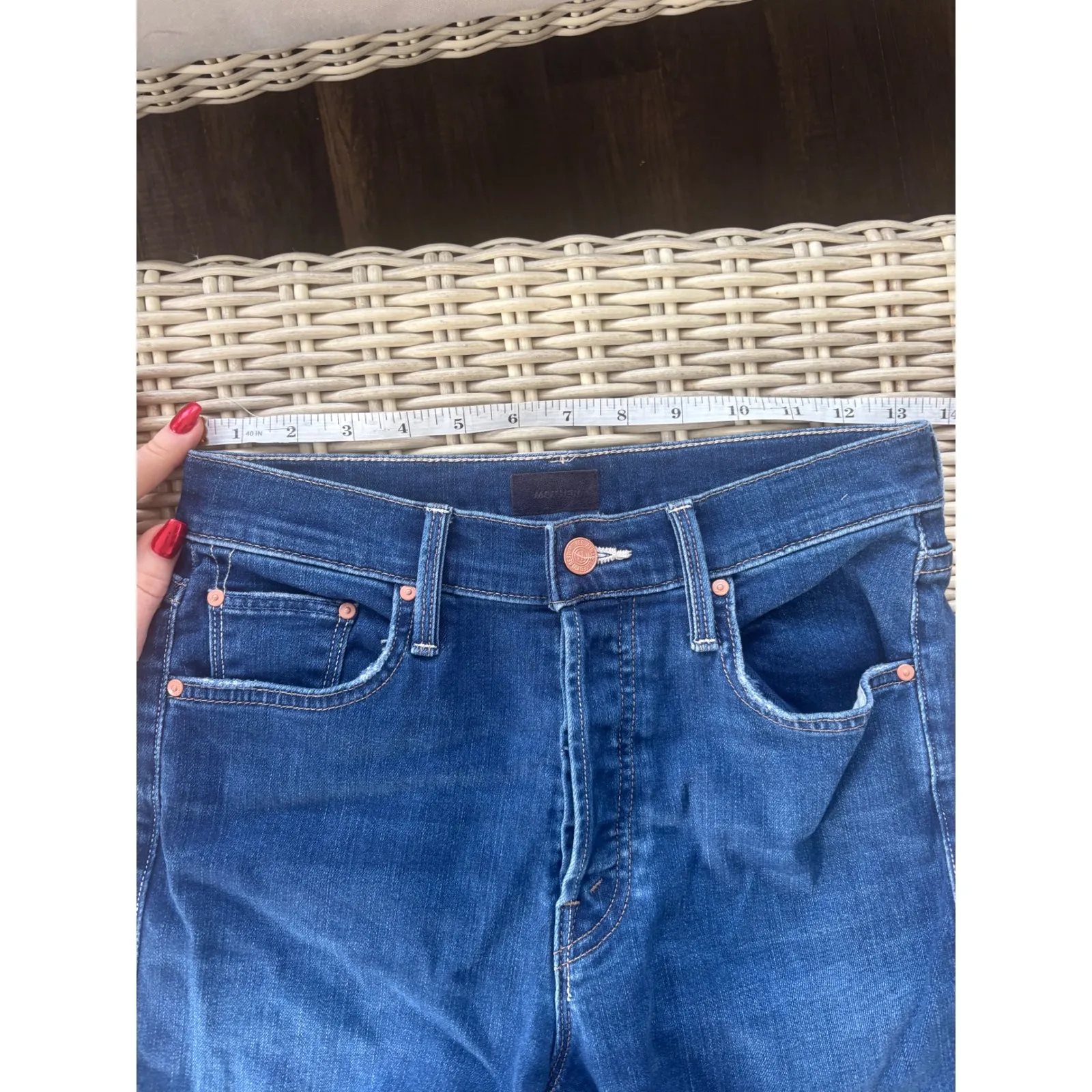 MOTHER Denim The Tomcat Straight Leg Jeans 26 layered staple flattering boho Blue - Image 9