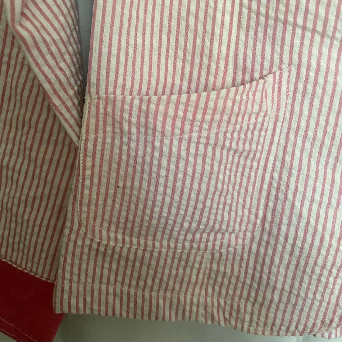 Womans Pink White Pinstriped light career Jacket - Image 5