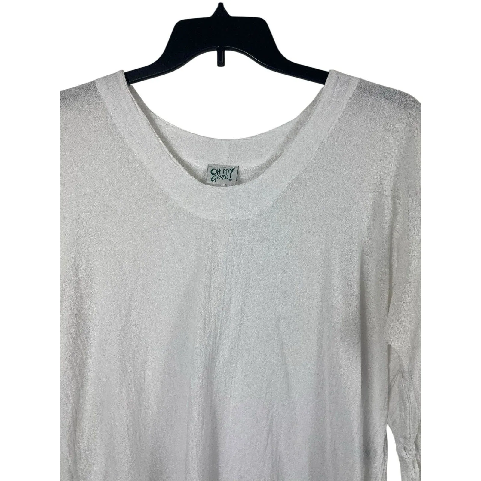 Oh My Gauze 2X White 100% Cotton Crinkle Gauze Knit Top Women’s Lagenlook - Image 5