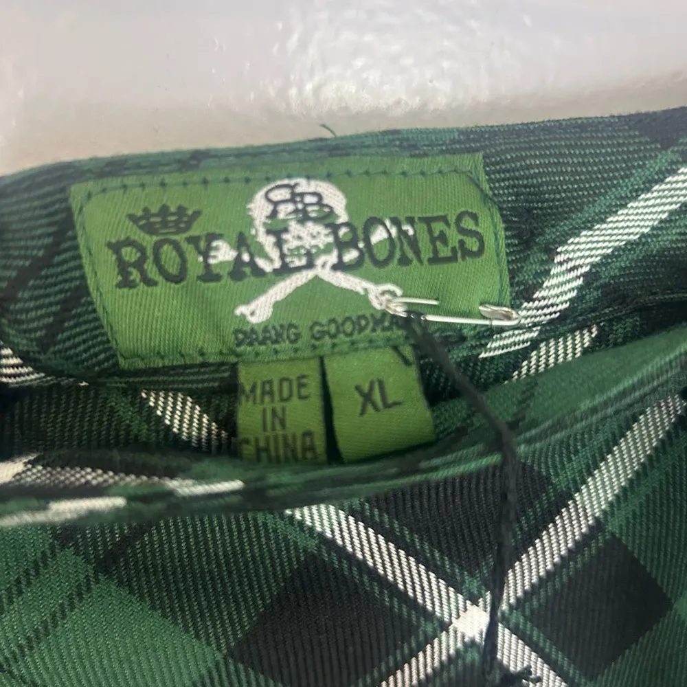 NWT Royal Bones Green Plaid Mini Skirt w/ Suspenders Hot Topic Size XL - Image 9