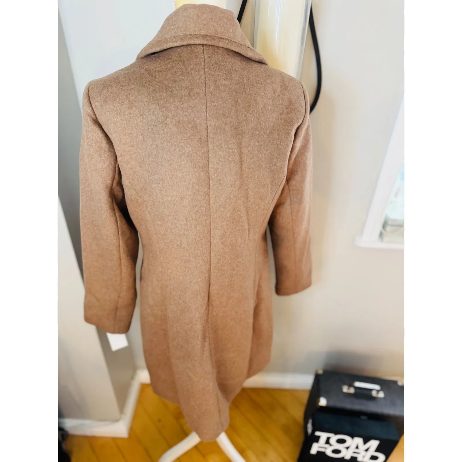 Cole Haan Signature Wide Lapel‎ Wool Blend Coat, Size 12 Camel Classic Chic NWT - Image 12
