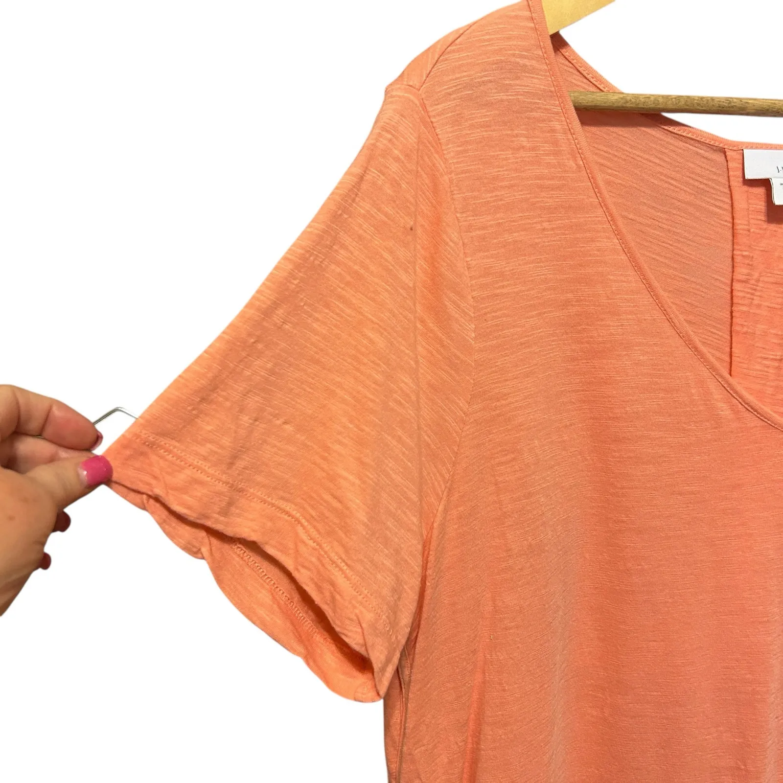 J Jill Women Tunic Top XL Orange Slub Knit Tee Minimal Resort‎ Coastal Beachy - Image 5