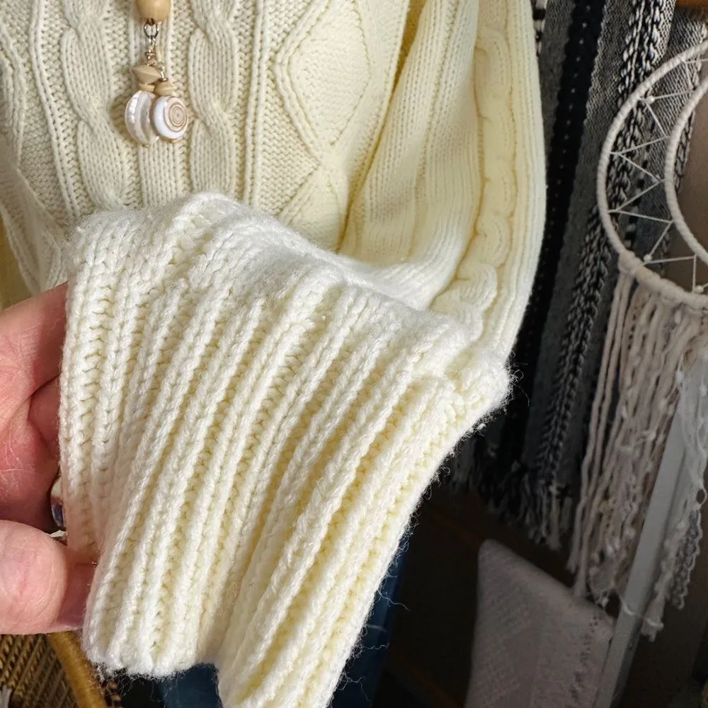 Vintage 70s/80s Sigallo Chunky Cable Knit Turtleneck Cozy Sweater Size XL - Image 6