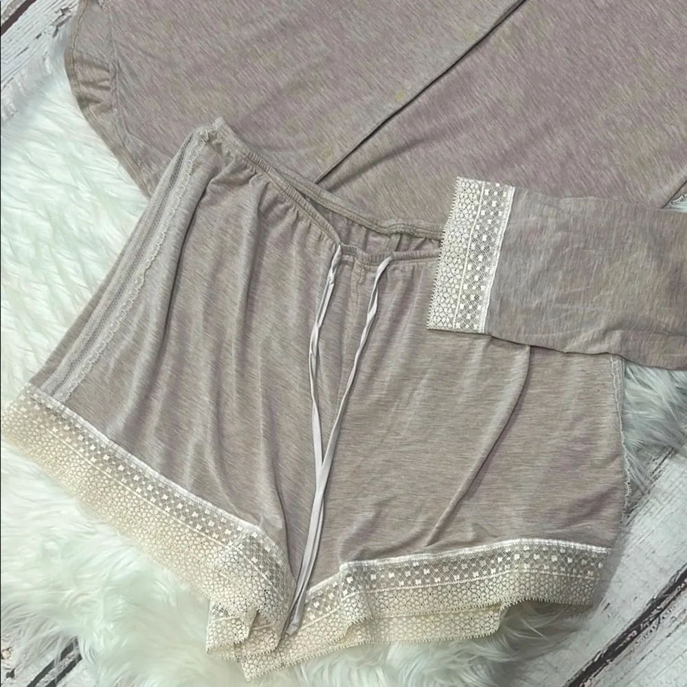 VICTORIA'S SECRET Long Sleeves Modal Short Pajama Set with Lace Trim - Image 8