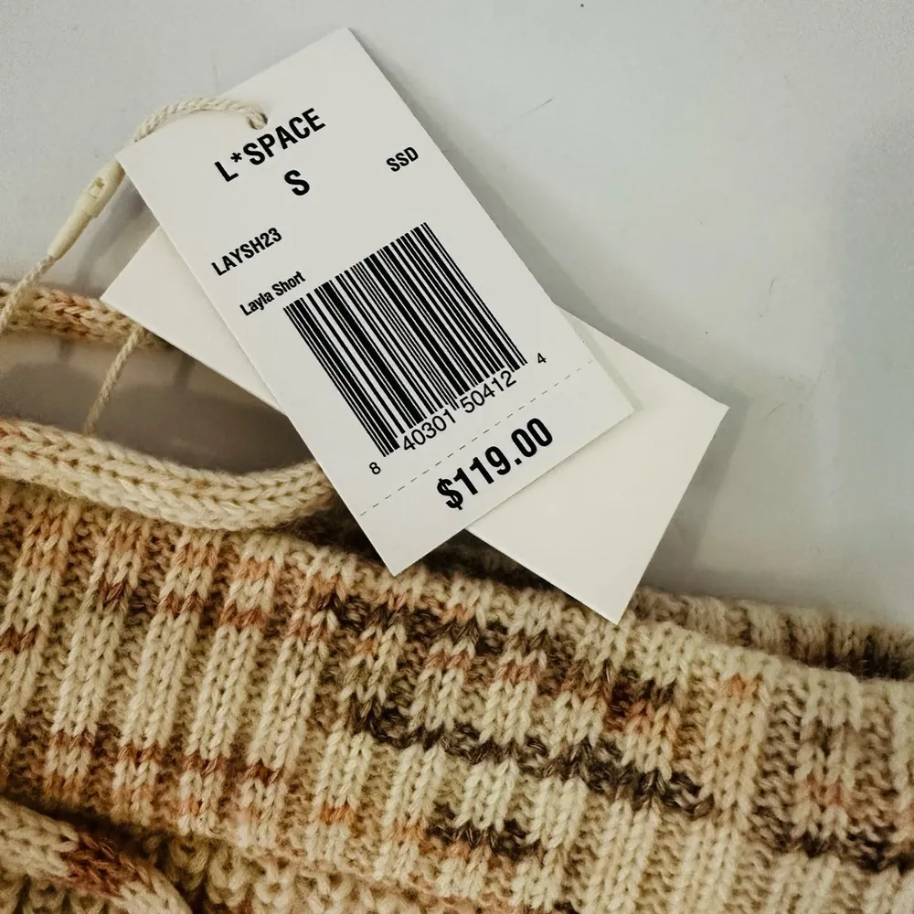 $119 L*Space Women's Beige Spacedye Striped Sweater Shorts Size S Soft And Fuzzy - Image 4