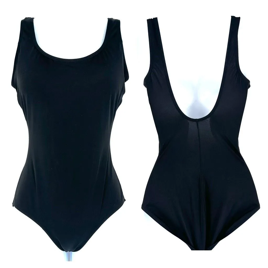 LL Bean Y2K One Piece Black Swimsuit Size 6 Small Bathing Suit‎ Modest - Image 2