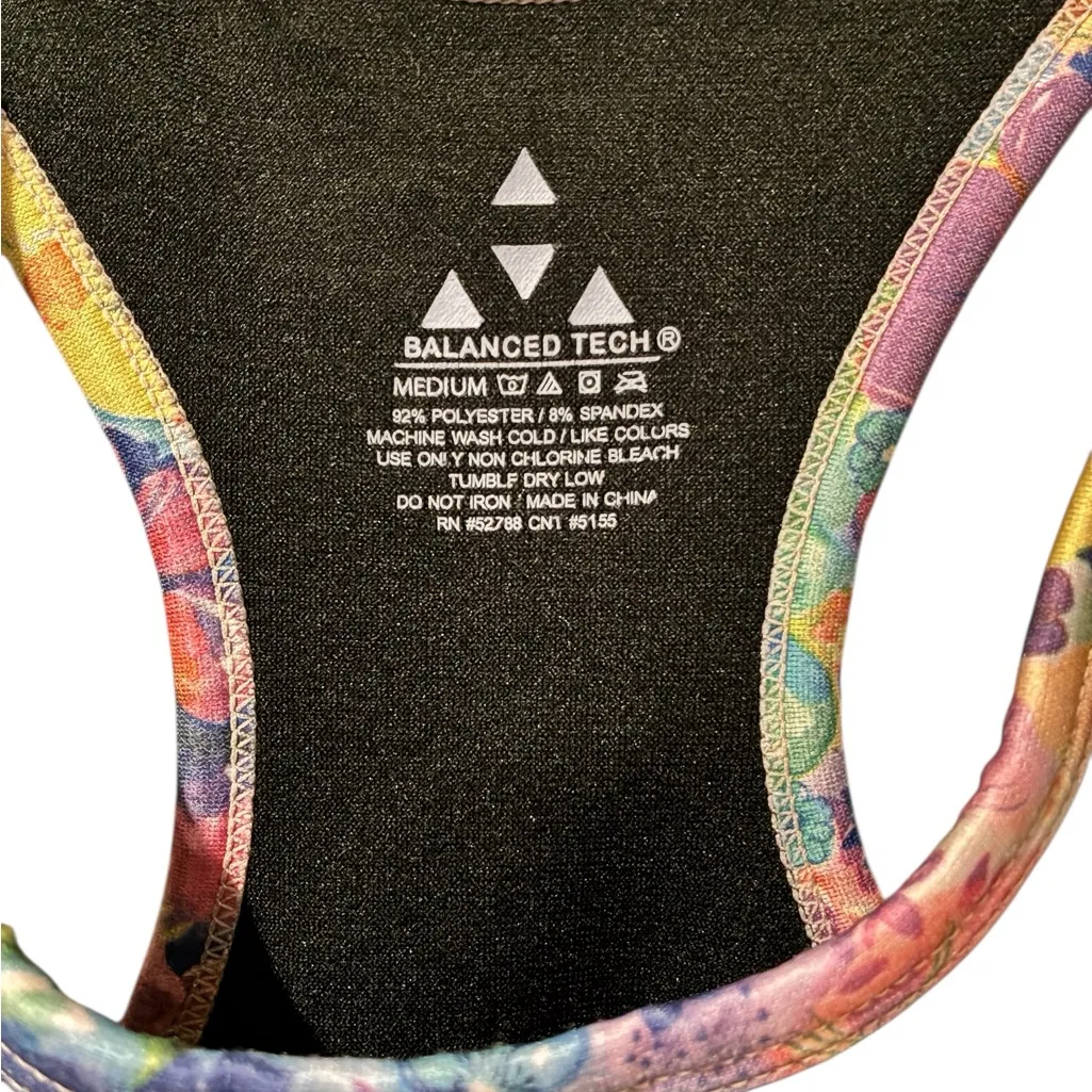 Black Racerback Tank Top with Fun Colorful Trim. Size medium - Image 8