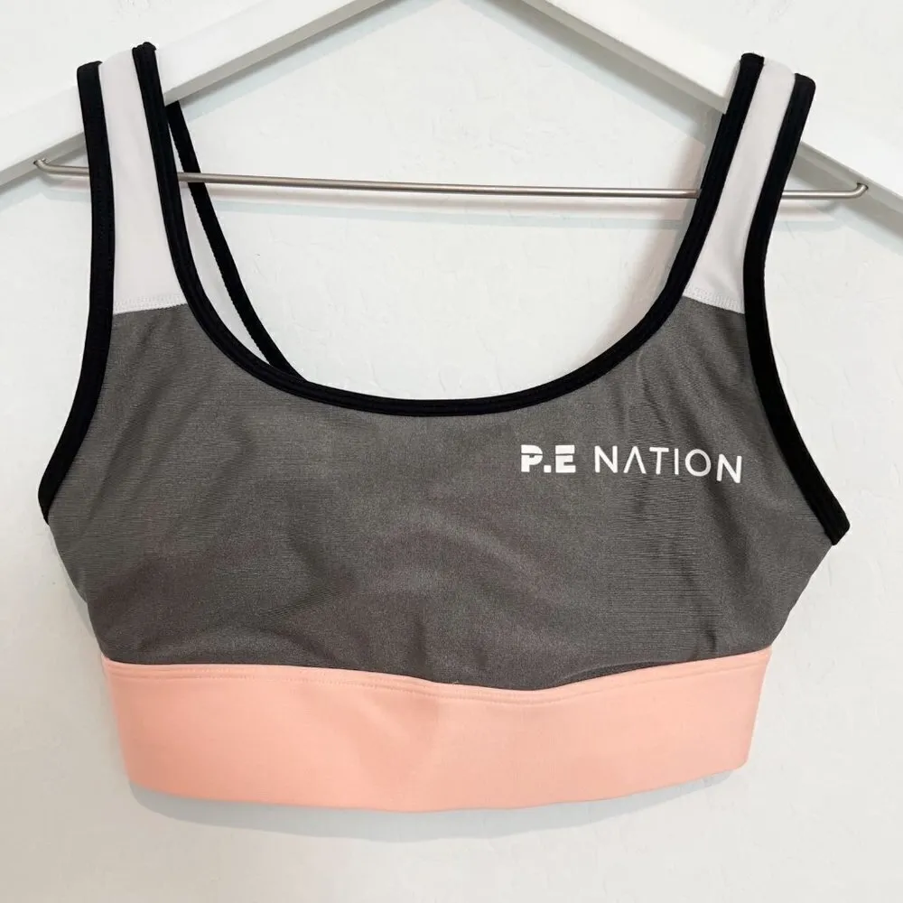 PE Nation Athletic Workout Sports Bra in Gray Activewear Size XS - Image 1