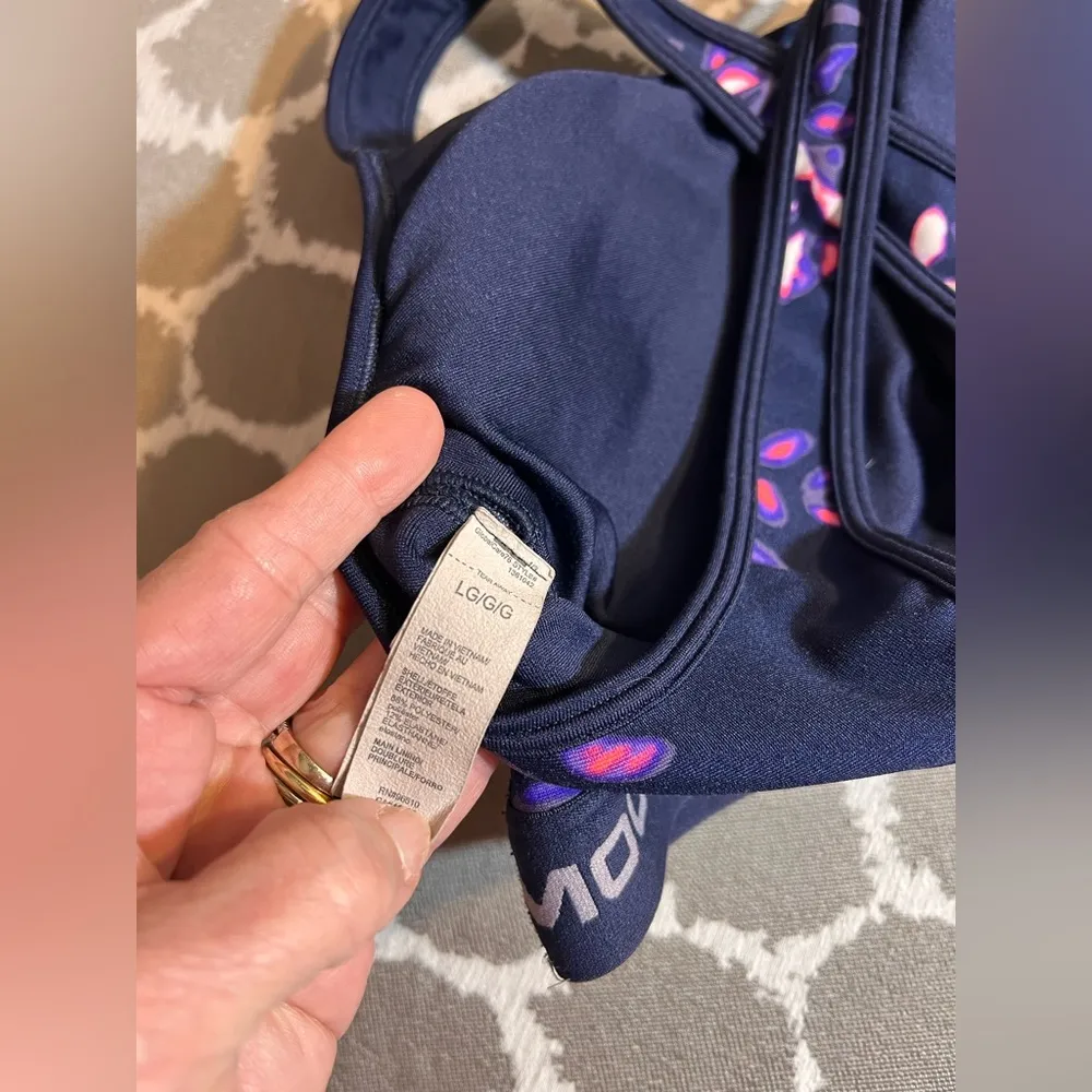 Under Armour Navy / Purple Sports Bra with Pink Floral Pattern athletic running - Image 3