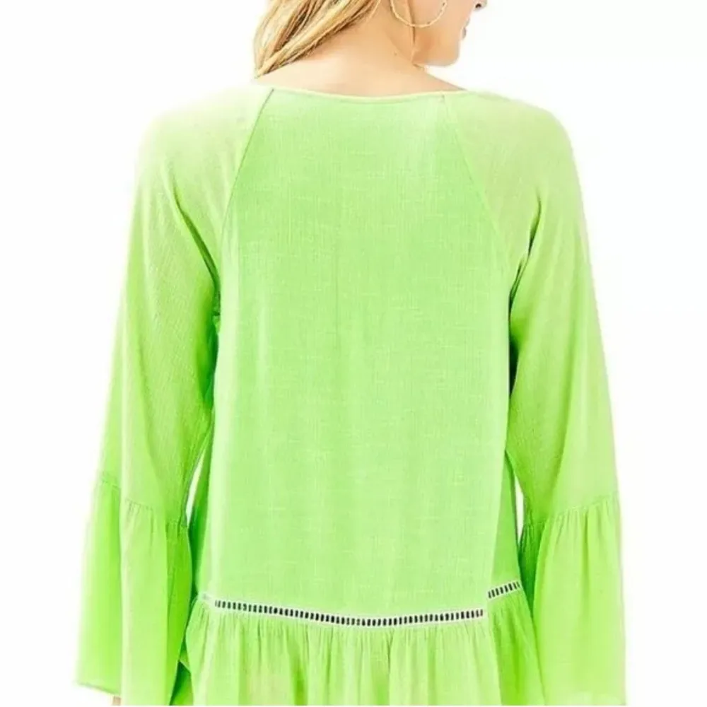 Lilly Pulitzer Amisa Mermaid Green Long Bell Sleeve Peasant Blouse Size S - Image 2