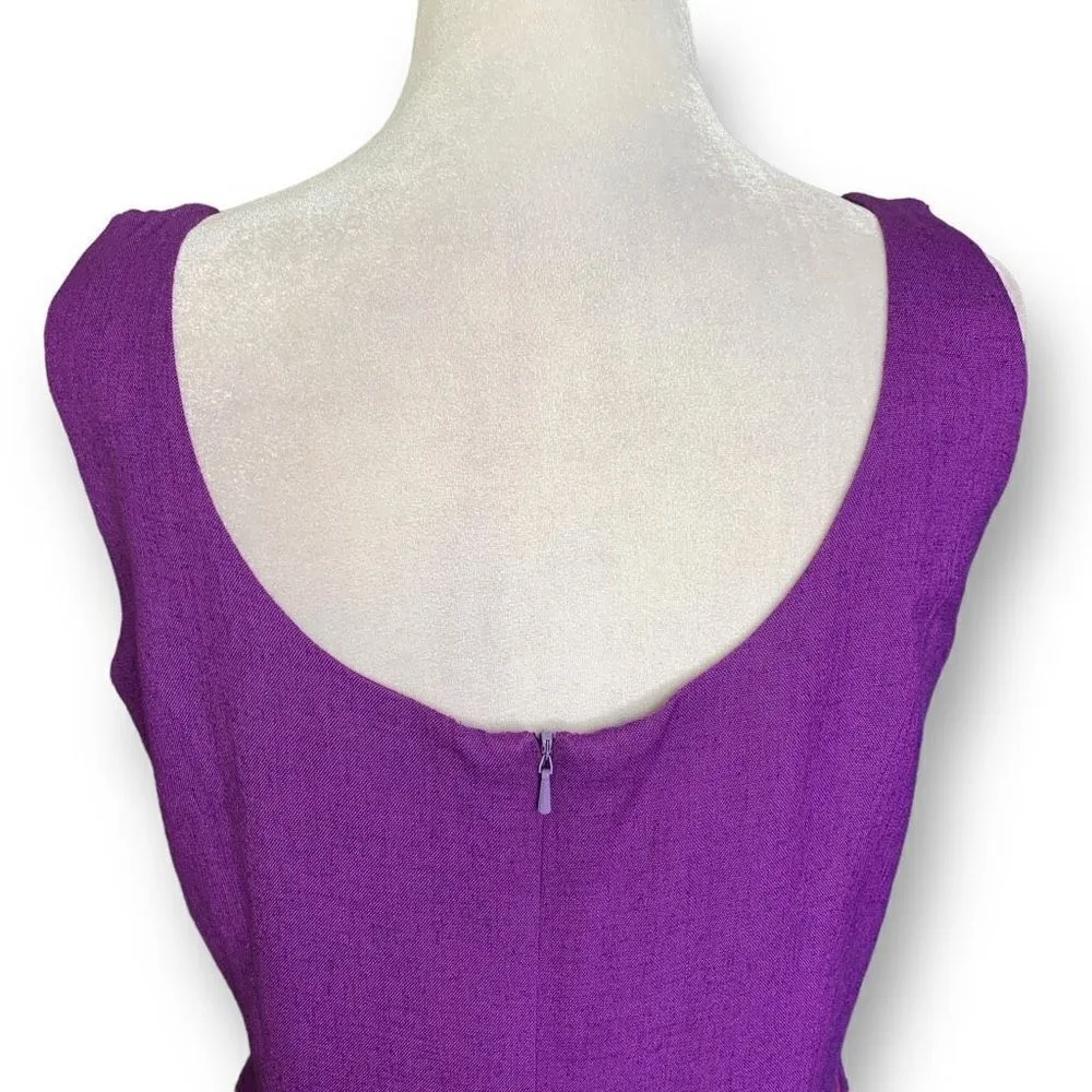 Vintage Deborah Laws Dress Purple Mexican Fiesta Embroidered Linen Blend Maxi Size 10P - Image 3