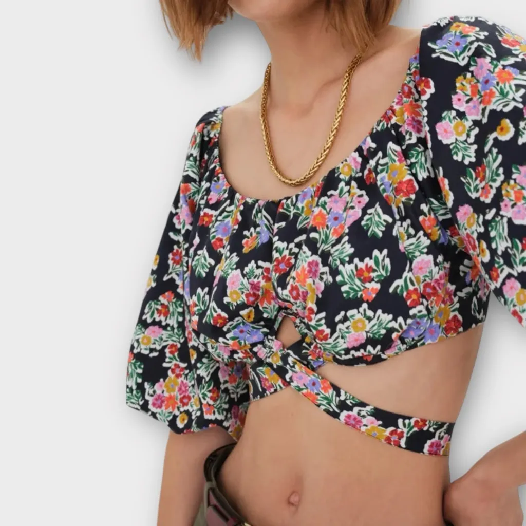 For Love & Lemons Floral Strappy Cropped Top – Size M (NWOT) - Image 2
