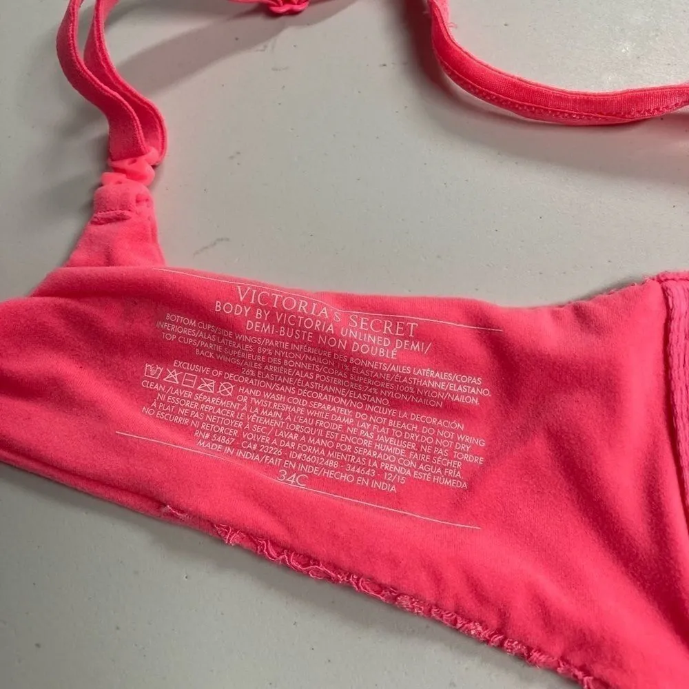 VICTORIA’S SECRET Lace bra pink/orange,34C,Demi-Bust‎ - Image 6