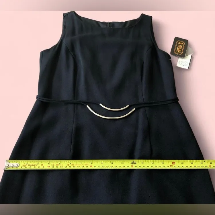NWT Vintage VIRGO II Size 6 Black Sleeveless Belted Sheath Dress - Image 9