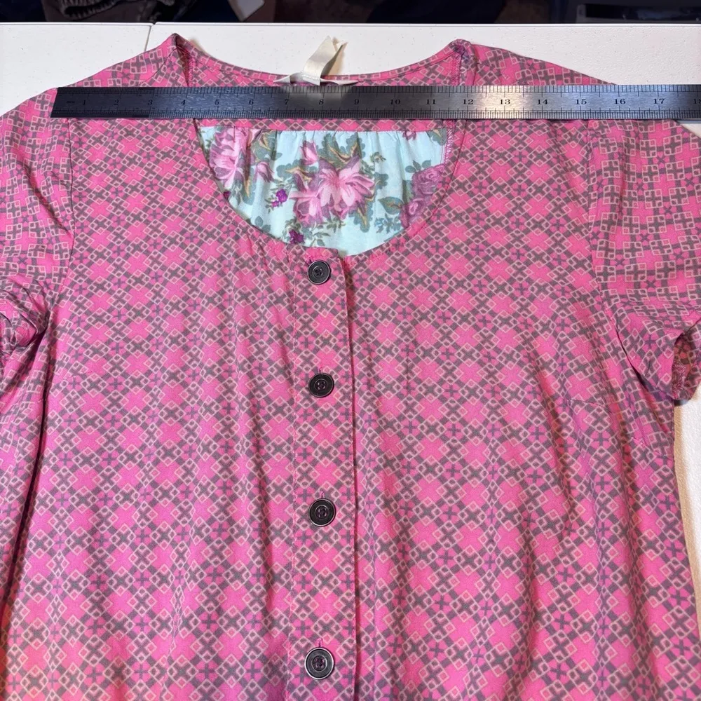 Matilda Jane Pink and Blue Geometric Romper Size Medium - Image 8