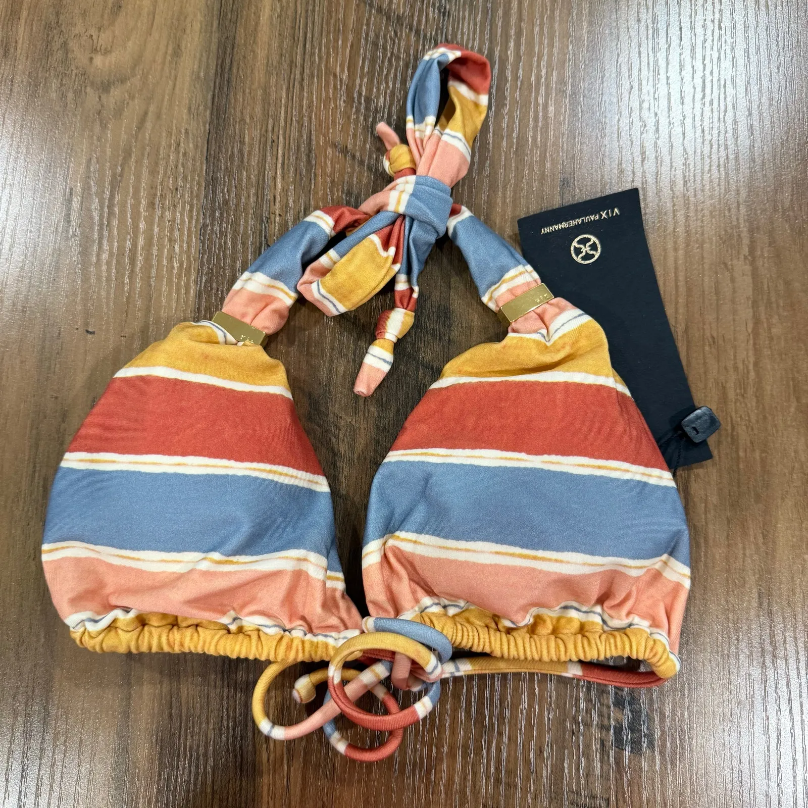 VIX PAULA HERMANNY Guadalupe Striped Triangle Bikini Top Small - Image 2