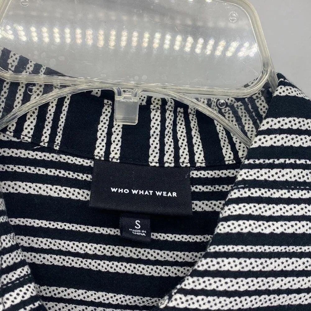 Who What Where black white sleeveless lightweight midi button down summer dress - Image 2