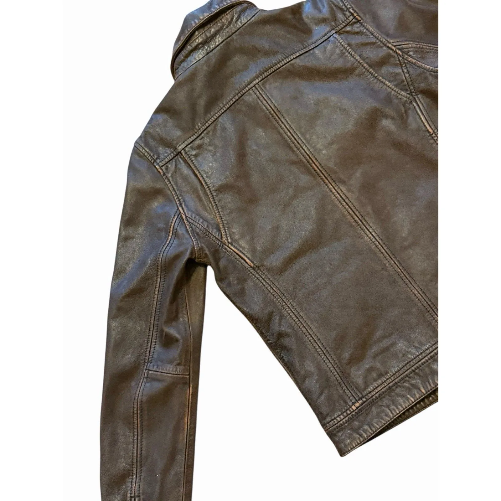 Carbon 2 Cobalt Women’s Avion Lamb Leather Jacket Brown Distressed RN# 129641 XS - Image 8