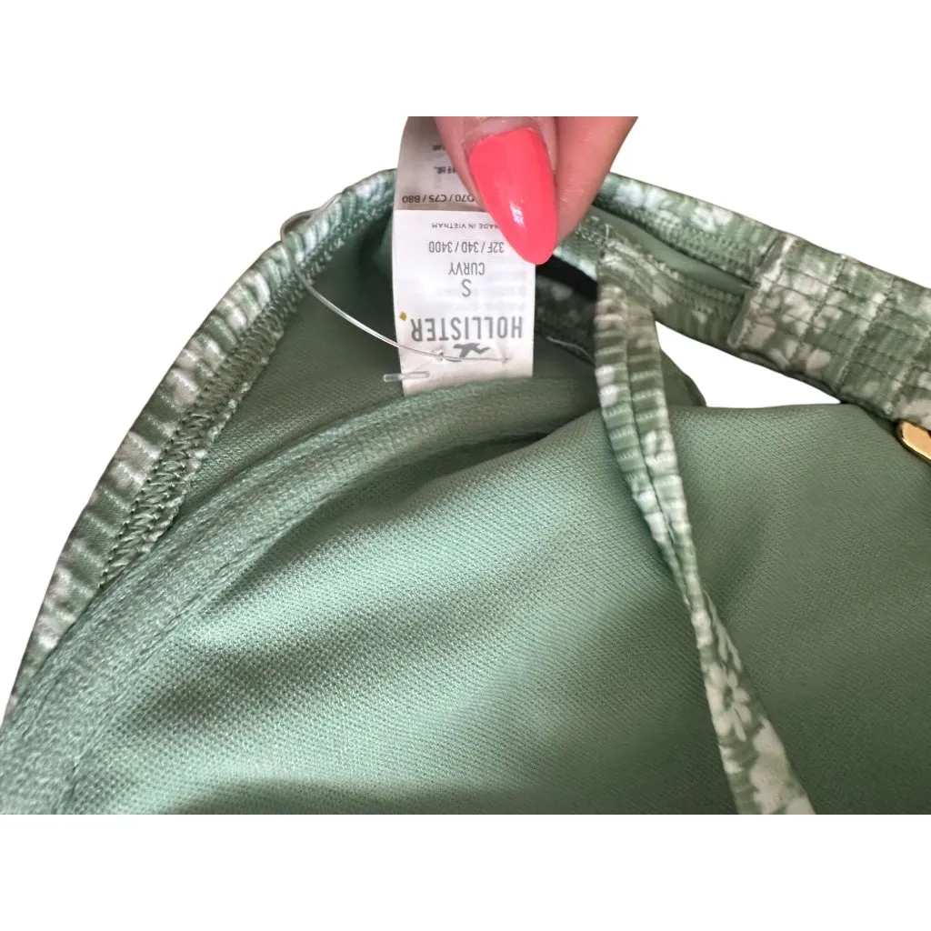HOLLISTER Green Floral Bikini Swim Top Size Curvy Small NEW NWOT - Image 6