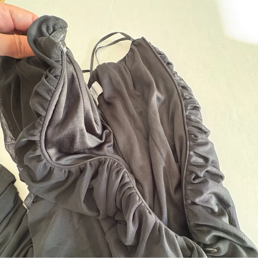 Mable Ruched Corset strapless tube midi dress sweetheart neckline black small - Image 8