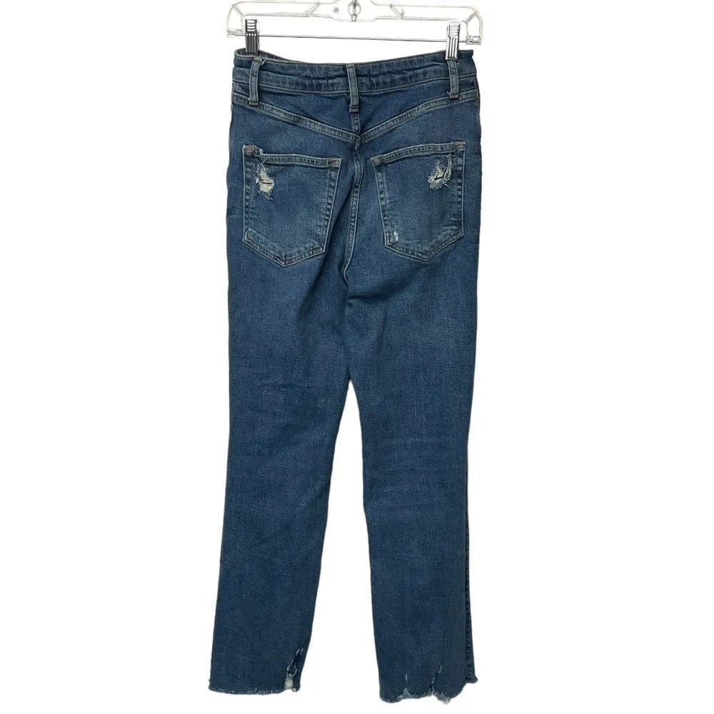 We the Free Womens Distressed Raw Hem‎ Cropped Jeans Size 26 Medium Wash Blue - Image 4