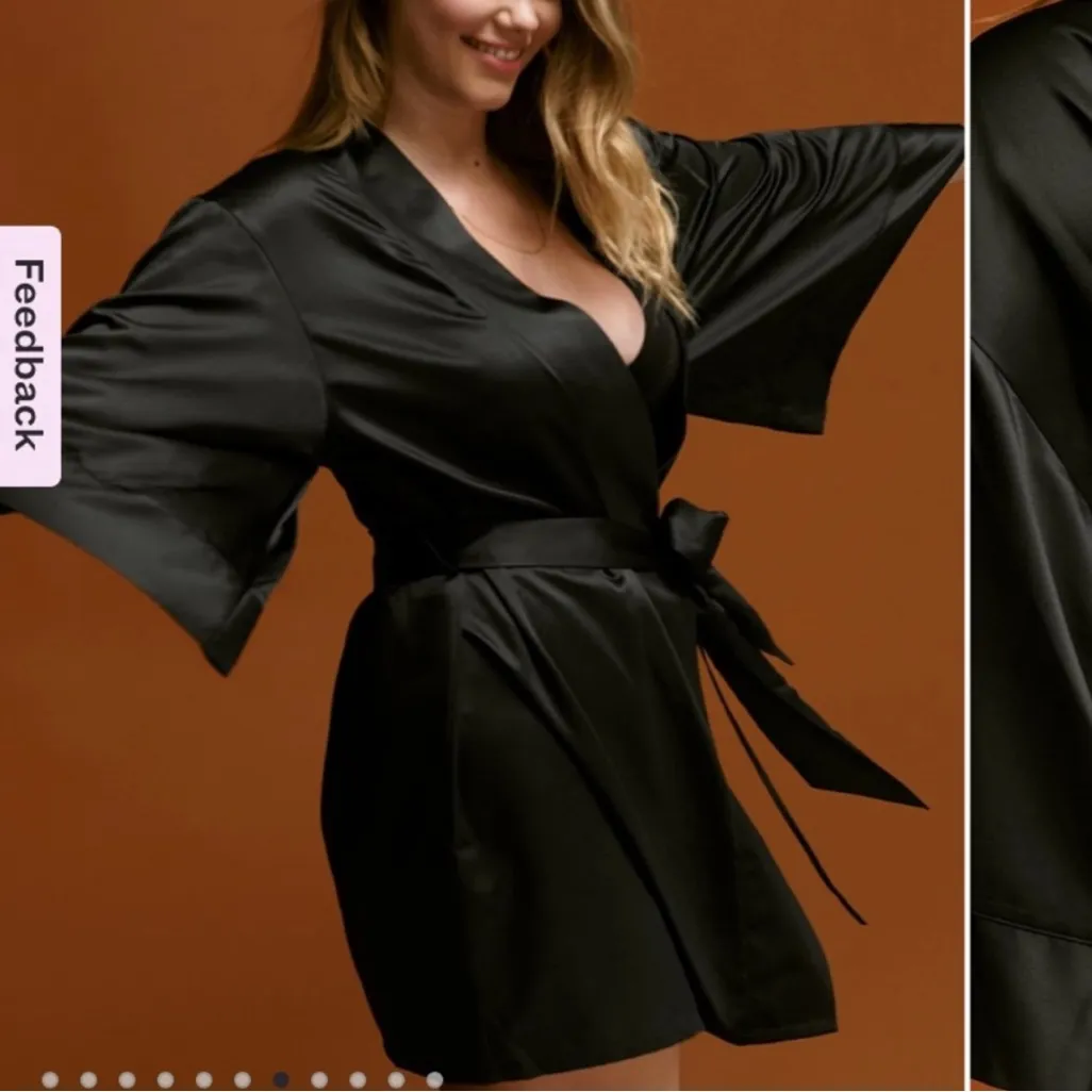 ThirdLove Black Satin Robe NEW - Image 2
