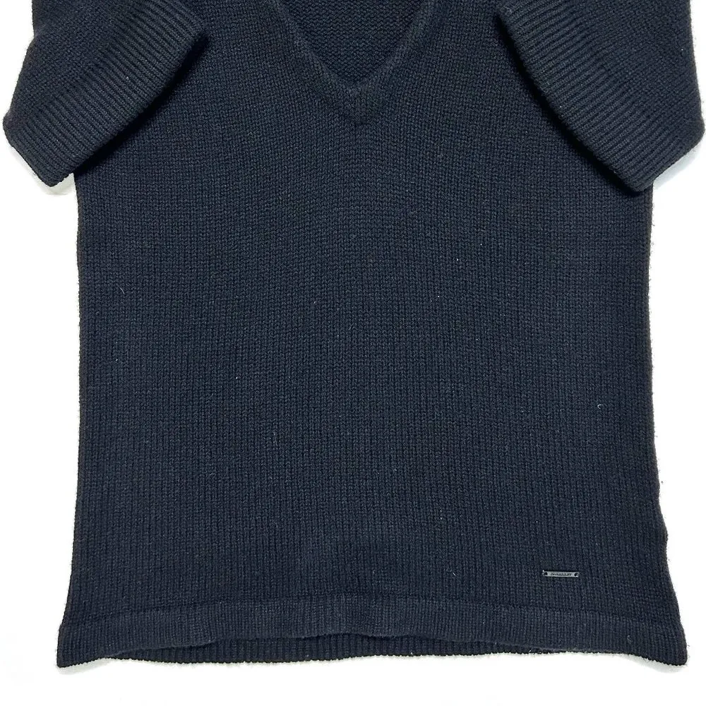 Burberry Cashmere Short Sleeve Knit V Neck Sweater Black Size L - Image 5