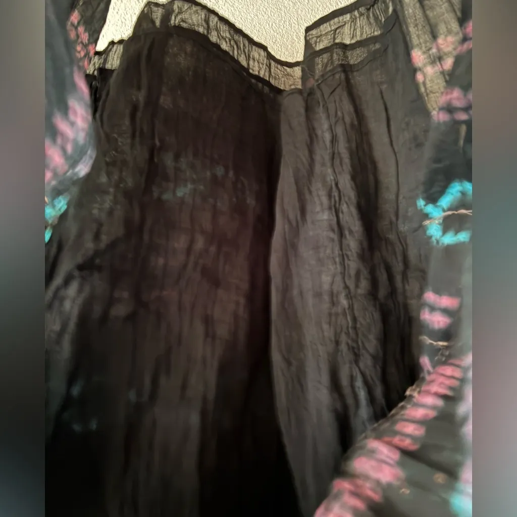 Vintage Y2K Goth Tokyo Denim Bank Sequin Swing Boho Tye Dye Skirt W Drawstring Black Size undefined - Image 4