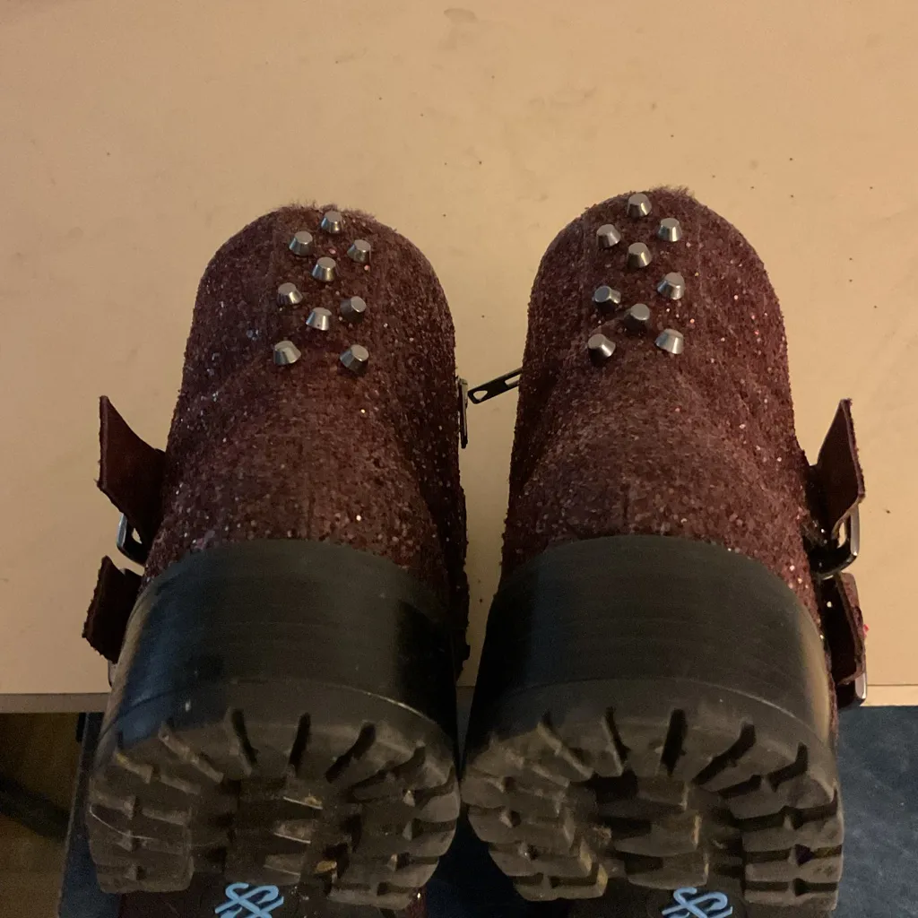 Ross & Snow women wine leather sparkle waterproof biker Stefana boots size 7.5 Brown - Image 3