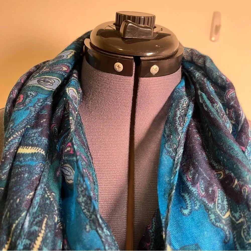 Infinity Scarf Blue Purple Yellow Paisley - Image 3