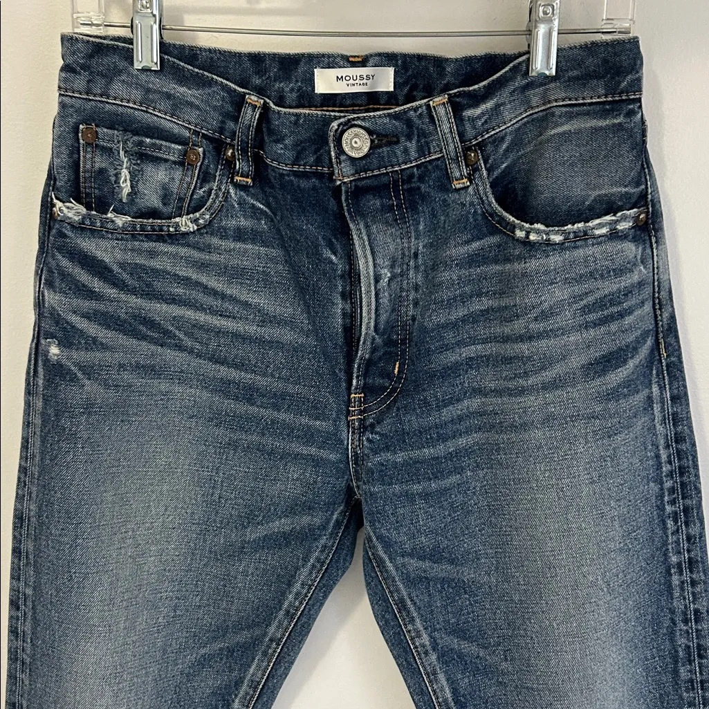 Moussy Vintage Distressed Tapered Jeans Size 28 - Image 3