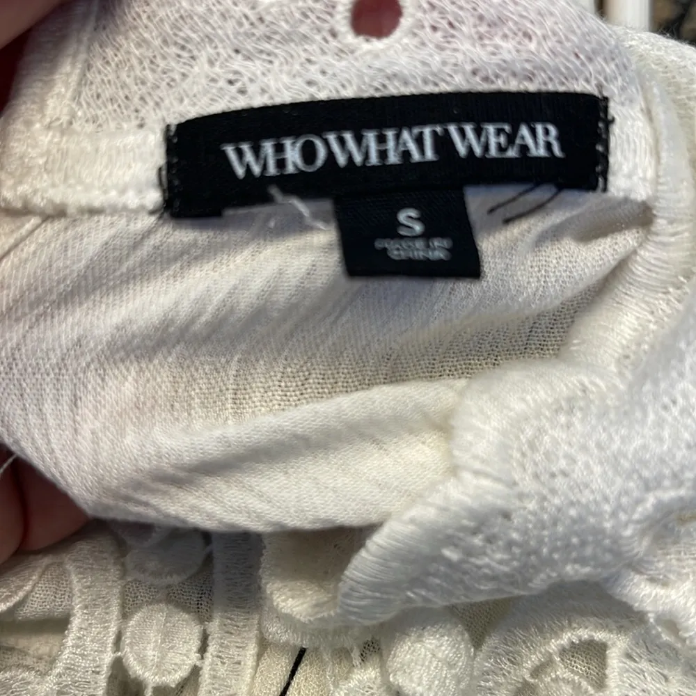 WhoWhatWear Cream Long Sleeve Lace Bohemian Peasant Blouse Size Small EUC #7322 - Image 7