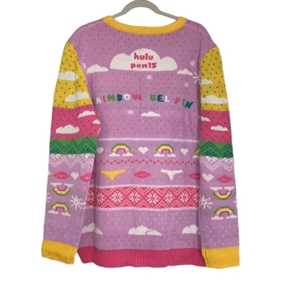 Hulu Multi colored Pink and White Sweater (Size XXL) Pink - Image 2