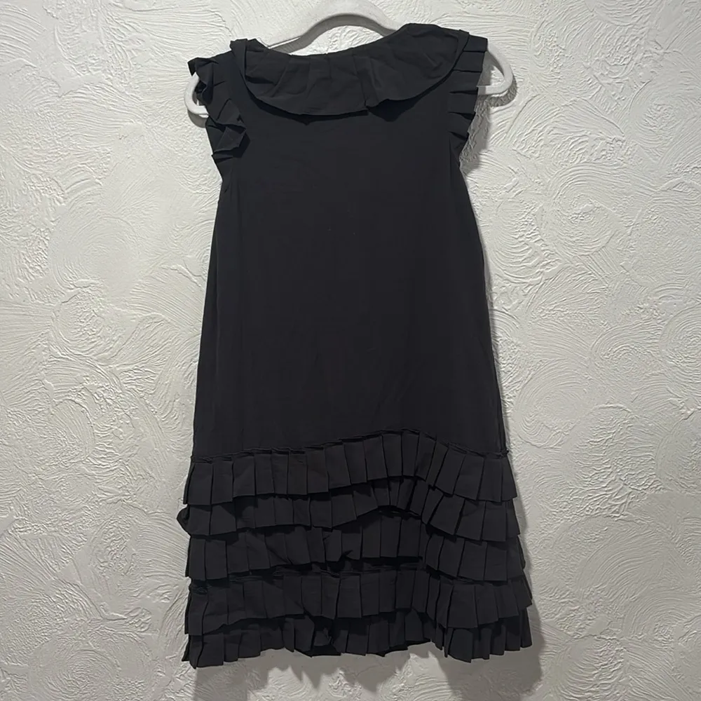 Robert Rodriguez Black Silk Ruffle Tiered Scoop Neck Sleeveless Mini Dress Sz 4 - Image 8