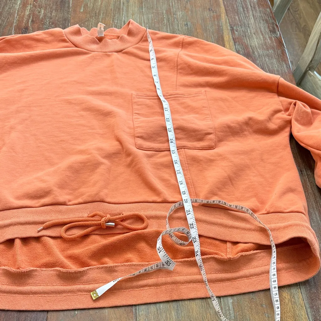 Nap Orange Cropped Crewneck Sweatshirt with Pocket and Front Tie size XXXL - Image 10
