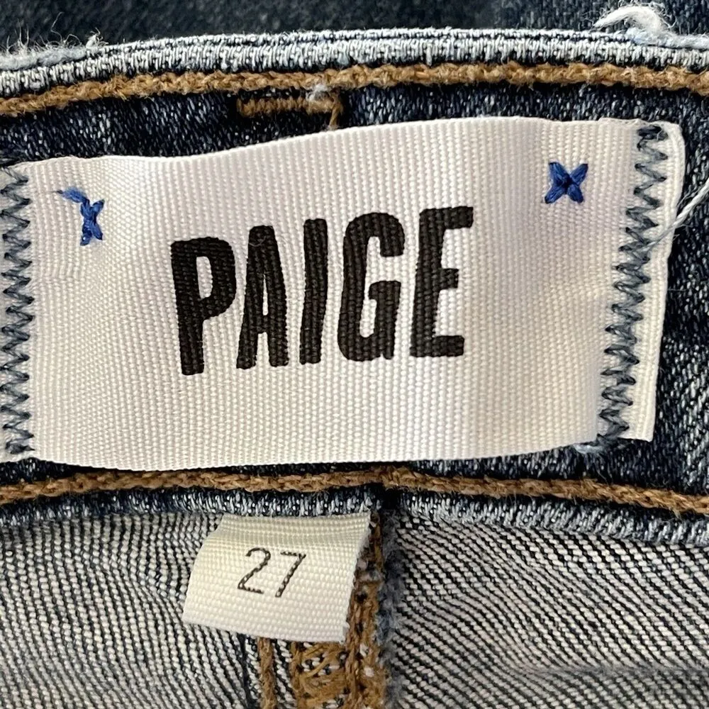 Paige SZ 27 Verdugo Crop Jeans Low-Rise Stretch 5-Pocket Whiskered Zip-Fly Blue - Image 10