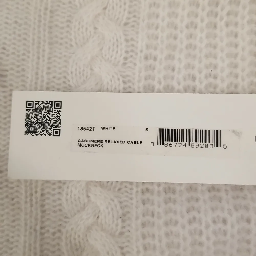 💕WHITE+WARREN💕 Cashmere Relaxed Cable Mockneck Sweater White Small S NWT - Image 13