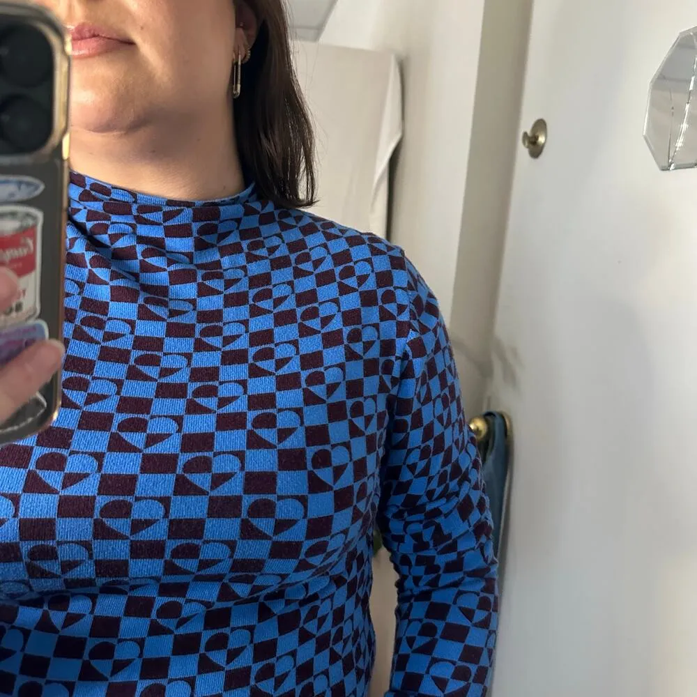 Urban Outfitters Ellie Printed Pullover Sweater Blue Size Medium - Image 2