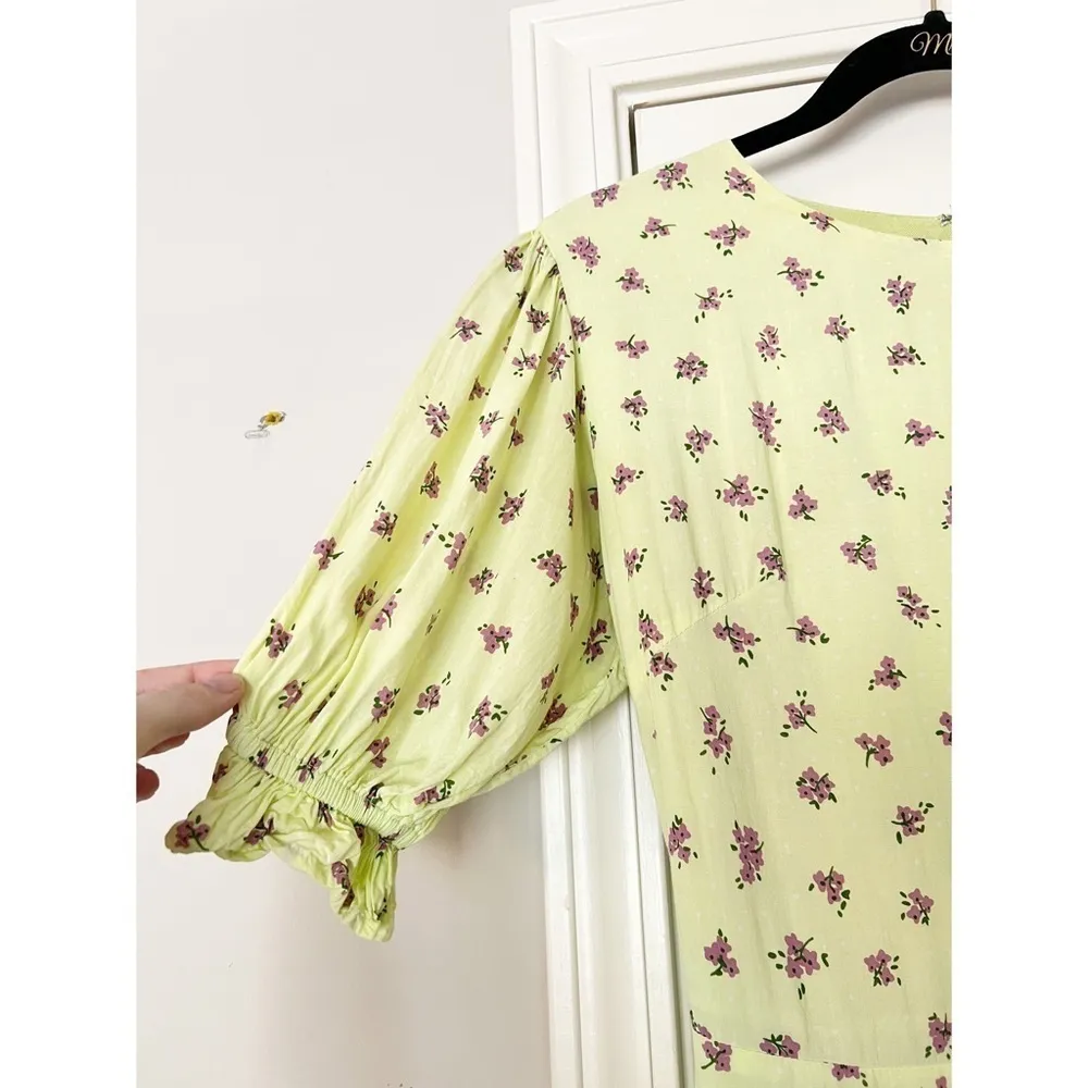 Faithfull the Brand Florence Mini Dress Luda Floral Print Lime - Image 6