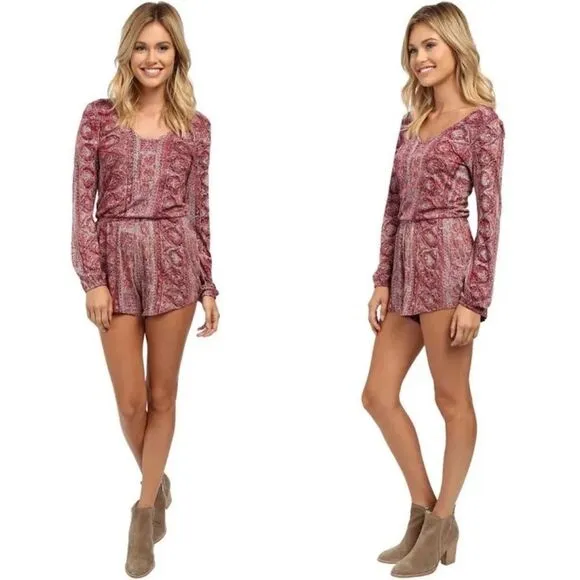 Billabong See the Sun Long Sleeve Bohemian Romper Size Small - Image 2